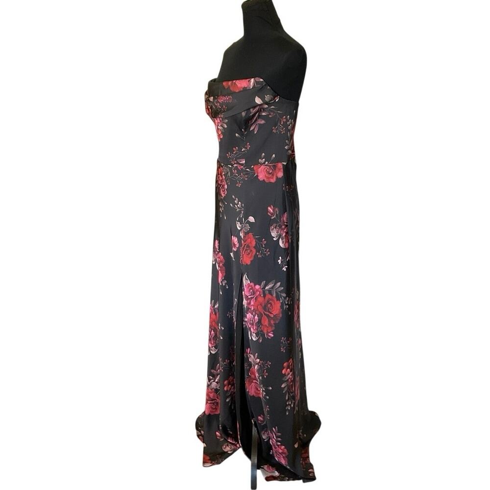 Birdy Grey Mia Matte Dress M NWT Black Fleurs D’Amour Floral Maxi Strapless - Picture 3 of 11